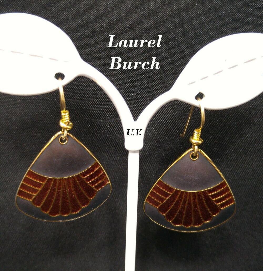 Laurel Burch Waterfall Design Earrings, Gold Plated, 1980s Vintage Jewelry